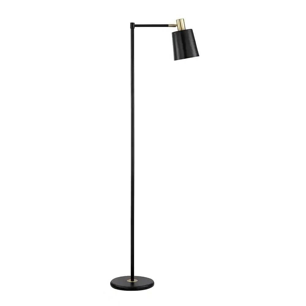 60-inch Industrial Modern Black Metal Floor Lamp with Gold Accents-2