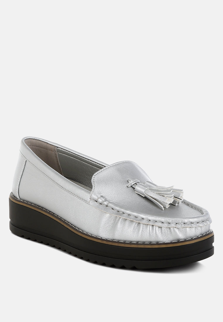 Larana Metallic Tassel Detail Loafers-1