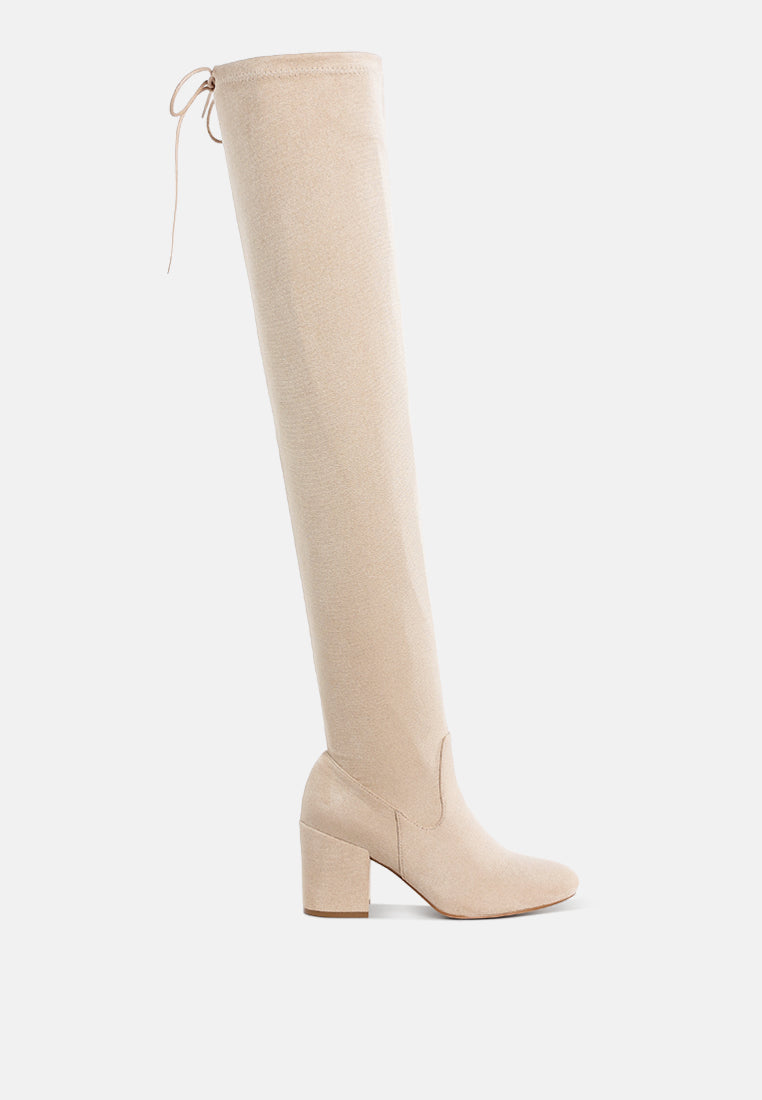 Liama Minimal Drawstring Detail Knee-High Boots-5