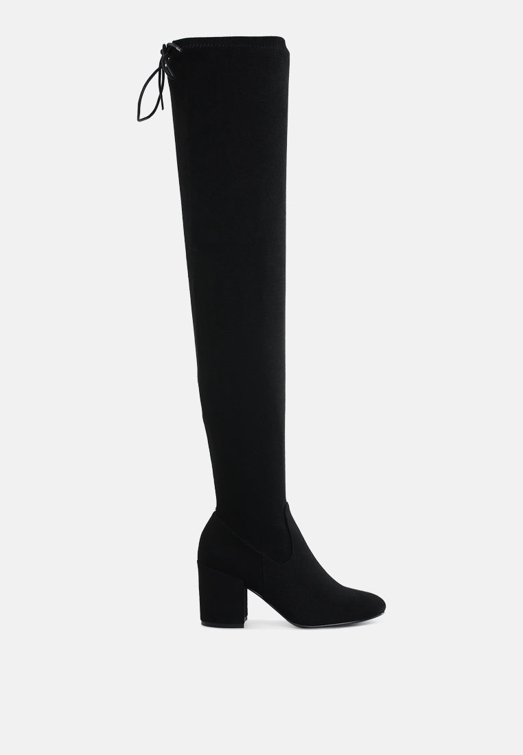 Liama Minimal Drawstring Detail Knee-High Boots-7