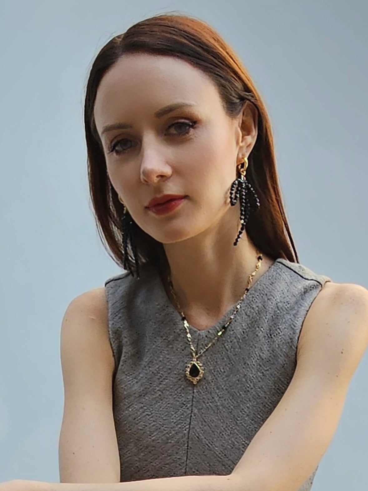 Black Obsidian Pendant Chain Necklace PN002-4