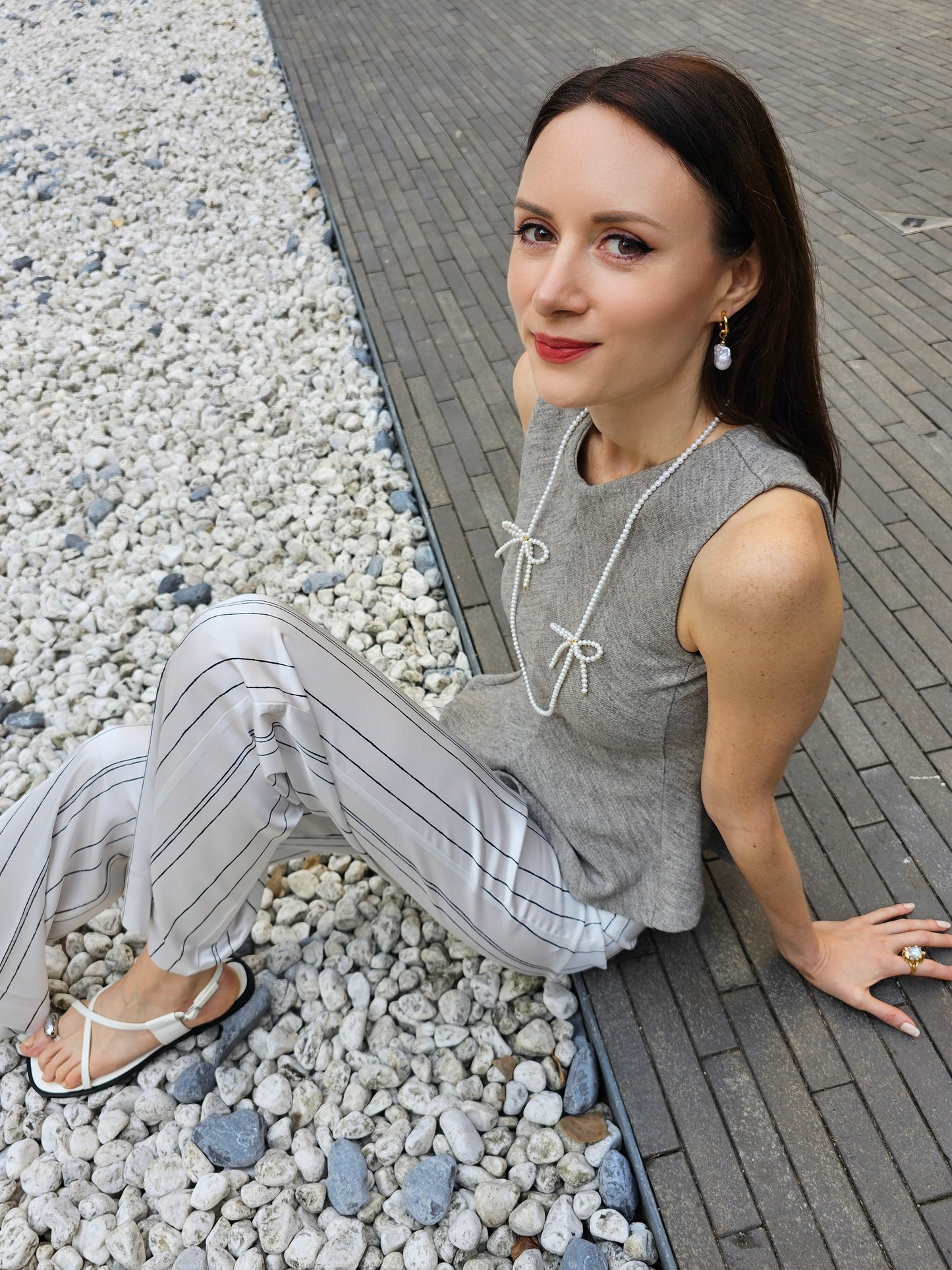 Freshwater Pearls Crafted Butterfly Knot Long Necklace PN008-4