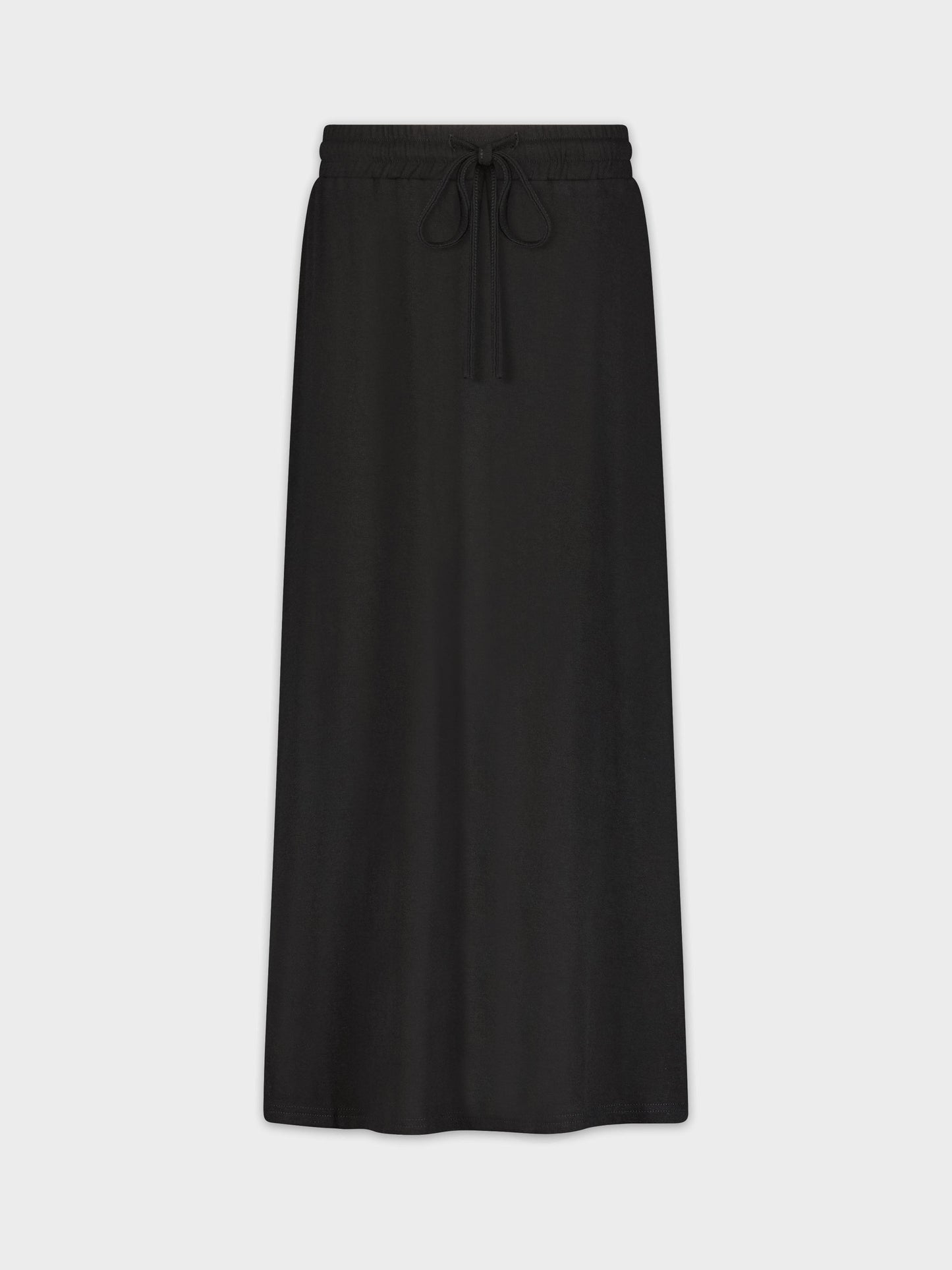 Heathered Drawstring Skirt-Black-1