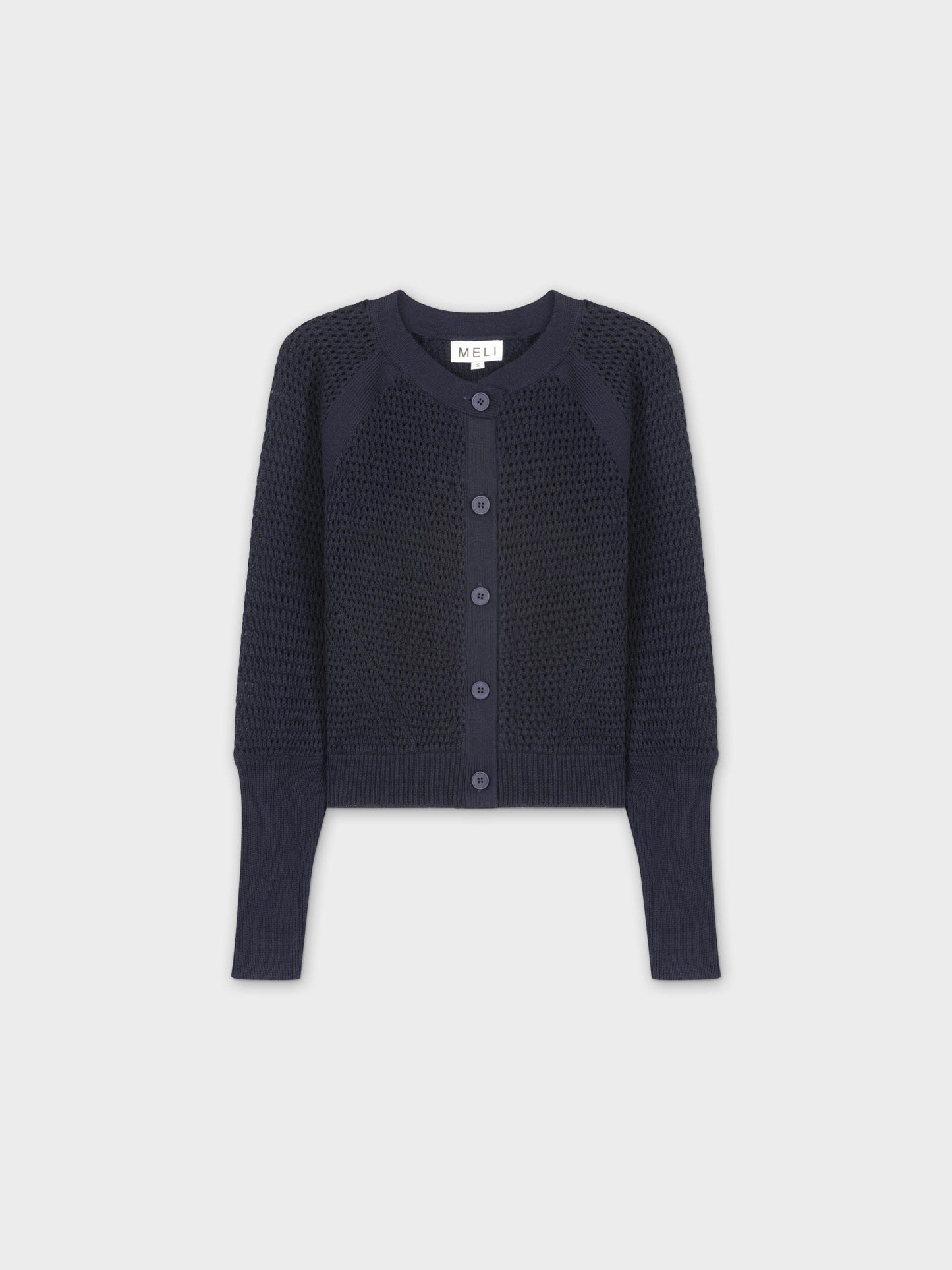 CROCHET CREW CARDIGAN-NAVY-0