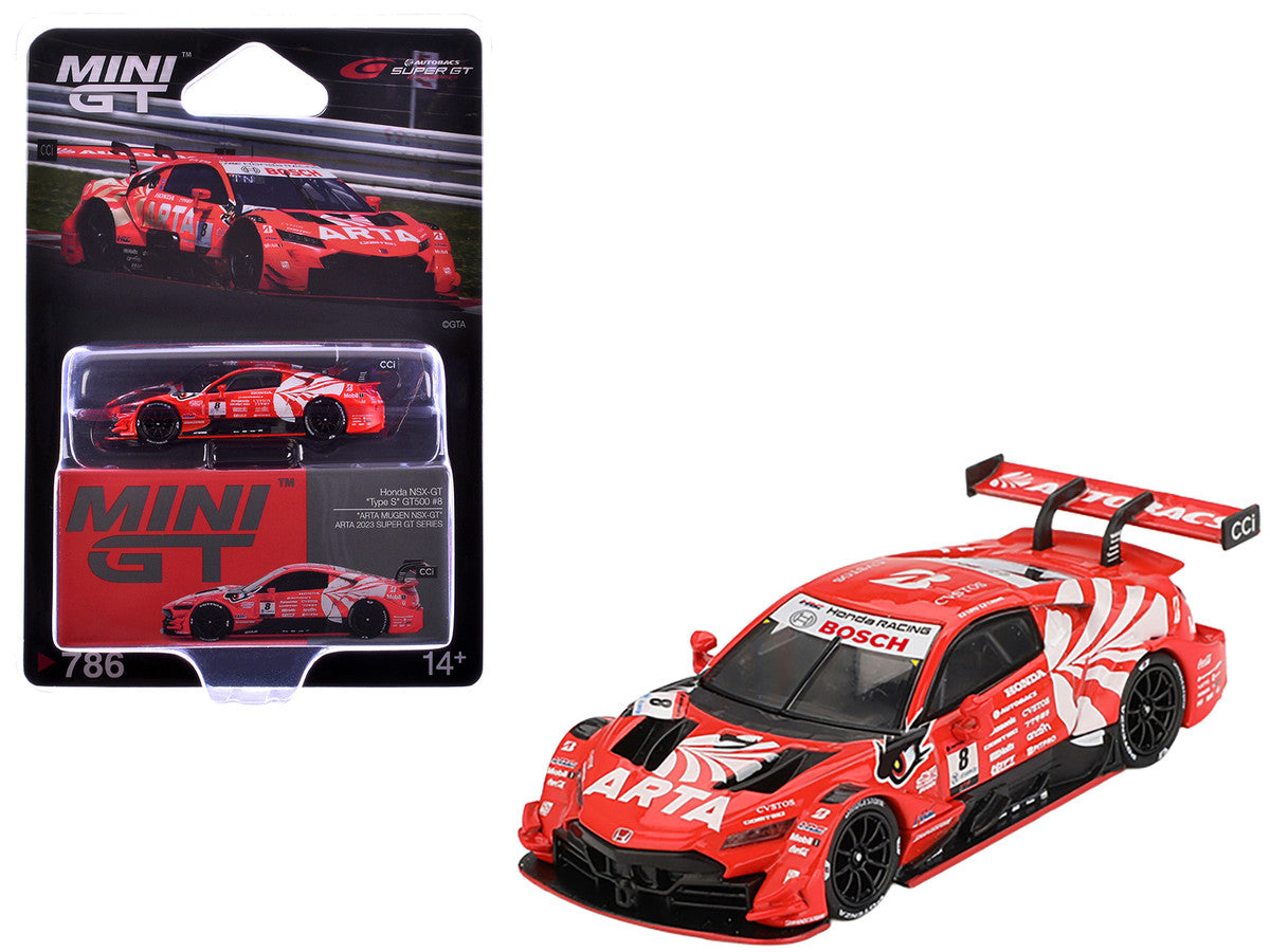 Honda NSX-GT "Type S" GT500 #8 Tomoki Nojiri - Toshiki Oyu "ARTA" "Super GT Series" (2023) Limited Edition 1/64 Diecast Model Car by Mini GT-2
