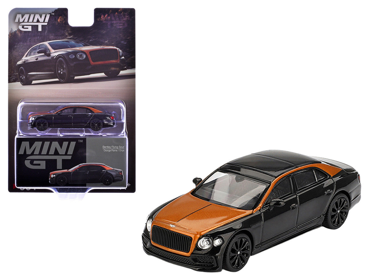 Bentley Flying Spur Orange Flame Metallic and Onyx Black Limited Edition 1/64 Diecast Model Car by Mini GT-3
