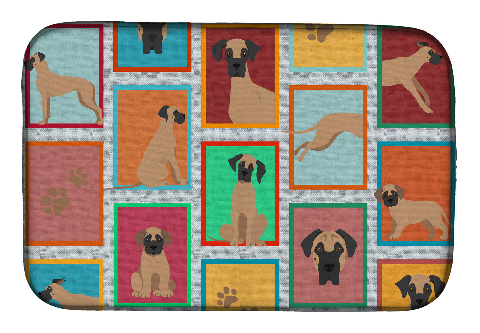 Lots of Fawn Great Dane Dish Drying Mat-0
