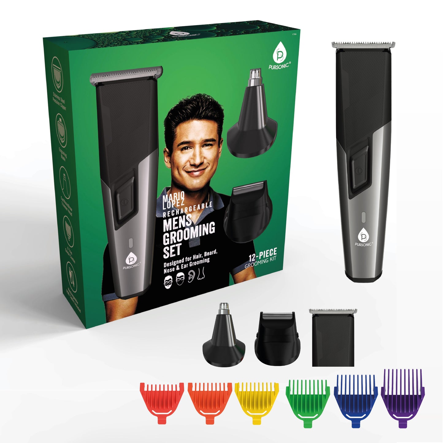 Mario Lopez Rechargeable Men's Grooming Set - Complete Hair, Beard, Nose, and Ear Grooming Kit-0