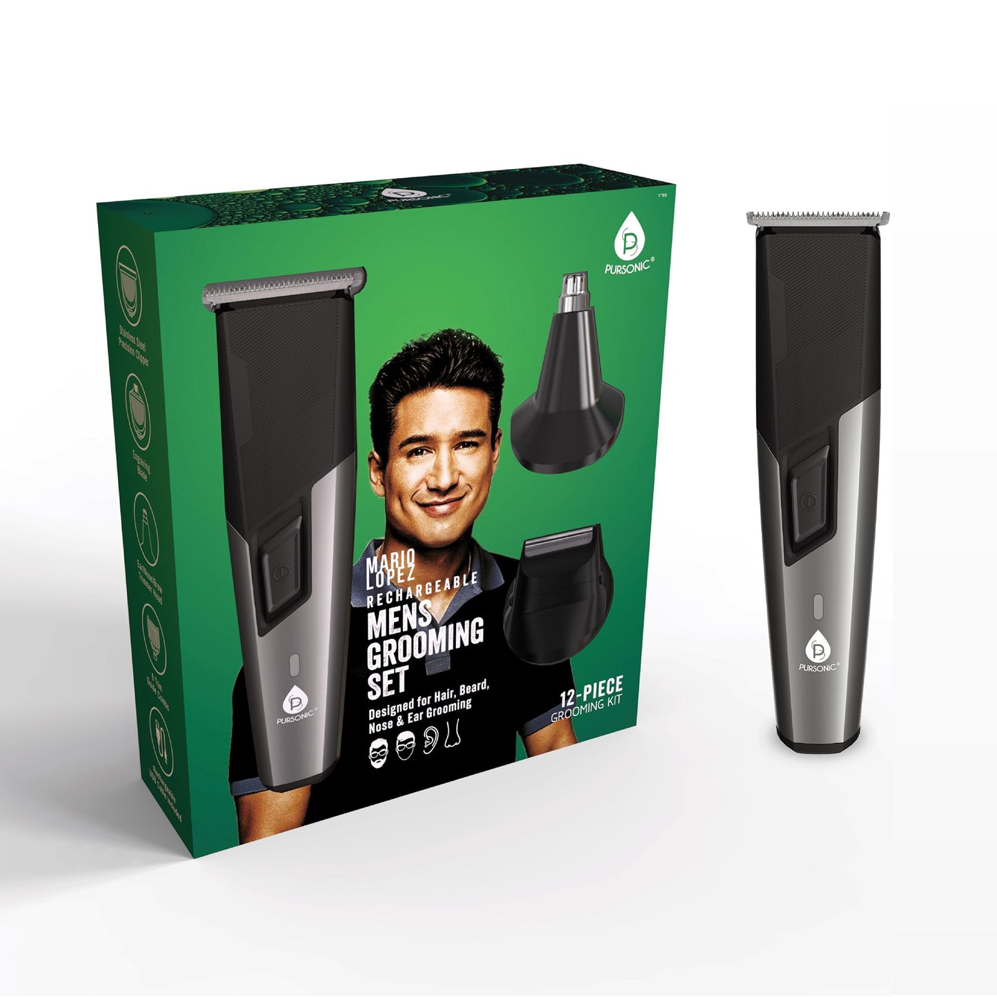 Mario Lopez Rechargeable Men's Grooming Set - Complete Hair, Beard, Nose, and Ear Grooming Kit-1