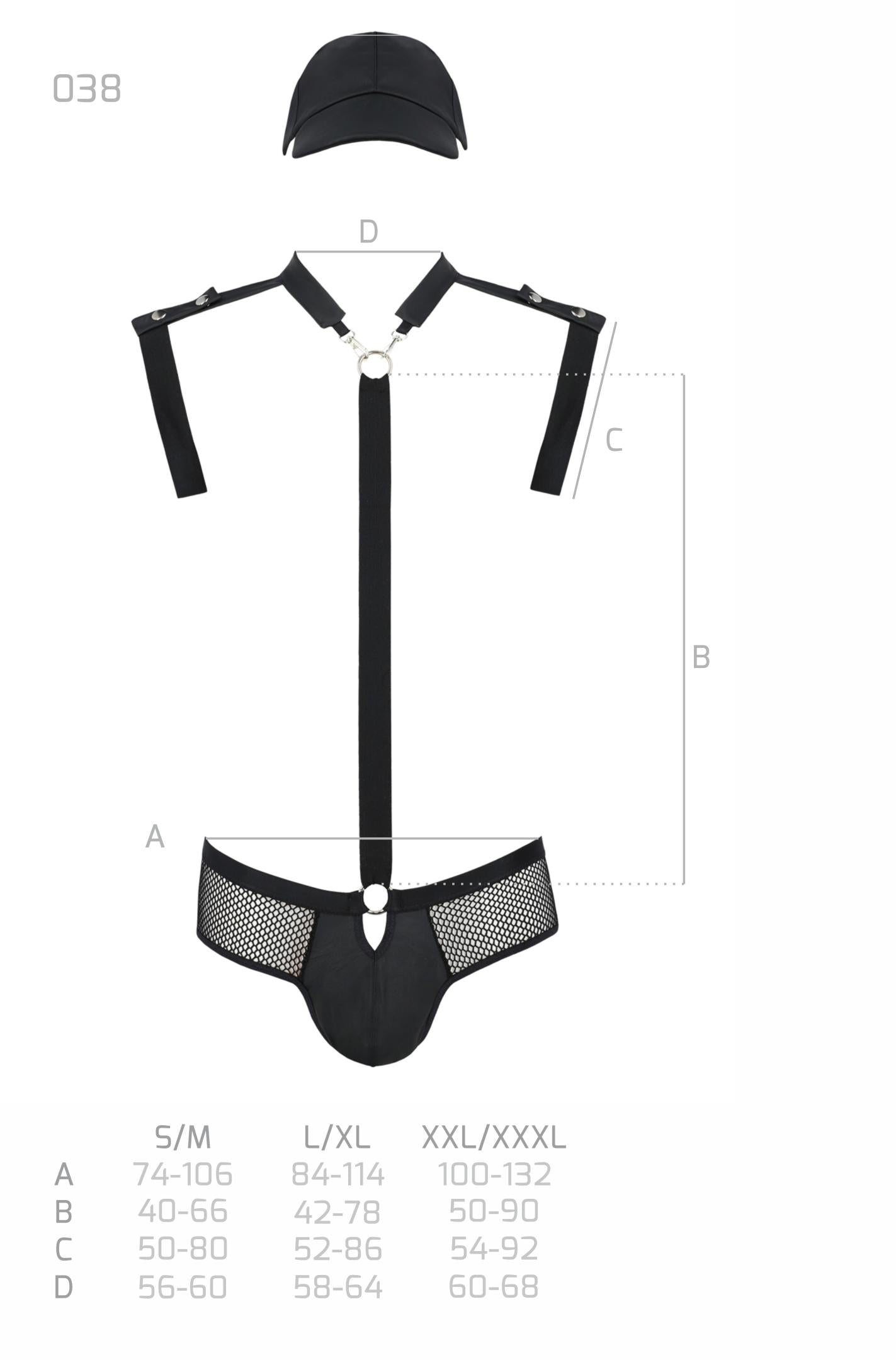 schwarzes Harness Set 038 - 2XL/3XL-6