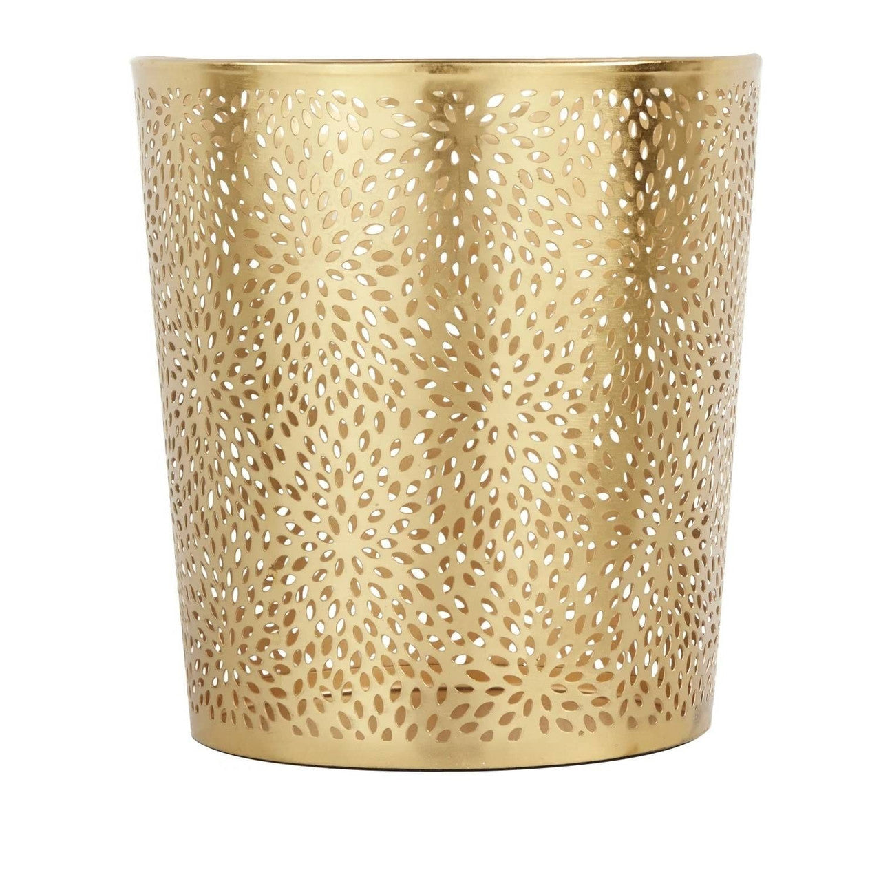 1.3 Gallon Round Perforated Copper Gold Metal Waste Basket Trash Can-1
