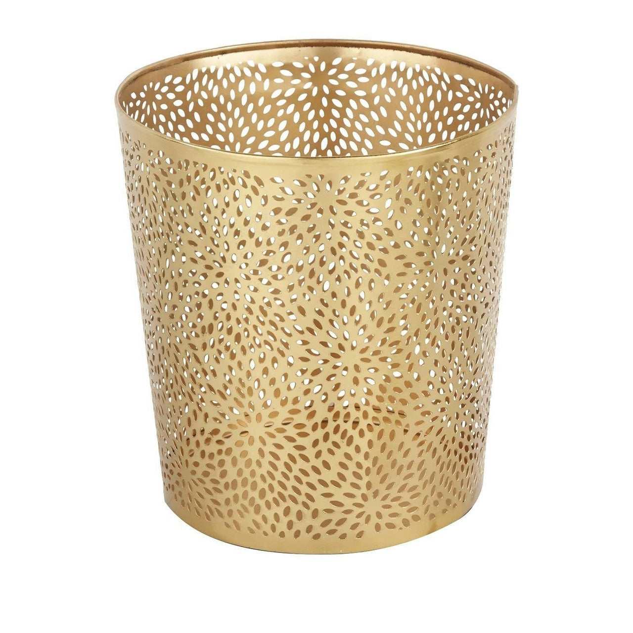 1.3 Gallon Round Perforated Copper Gold Metal Waste Basket Trash Can-2