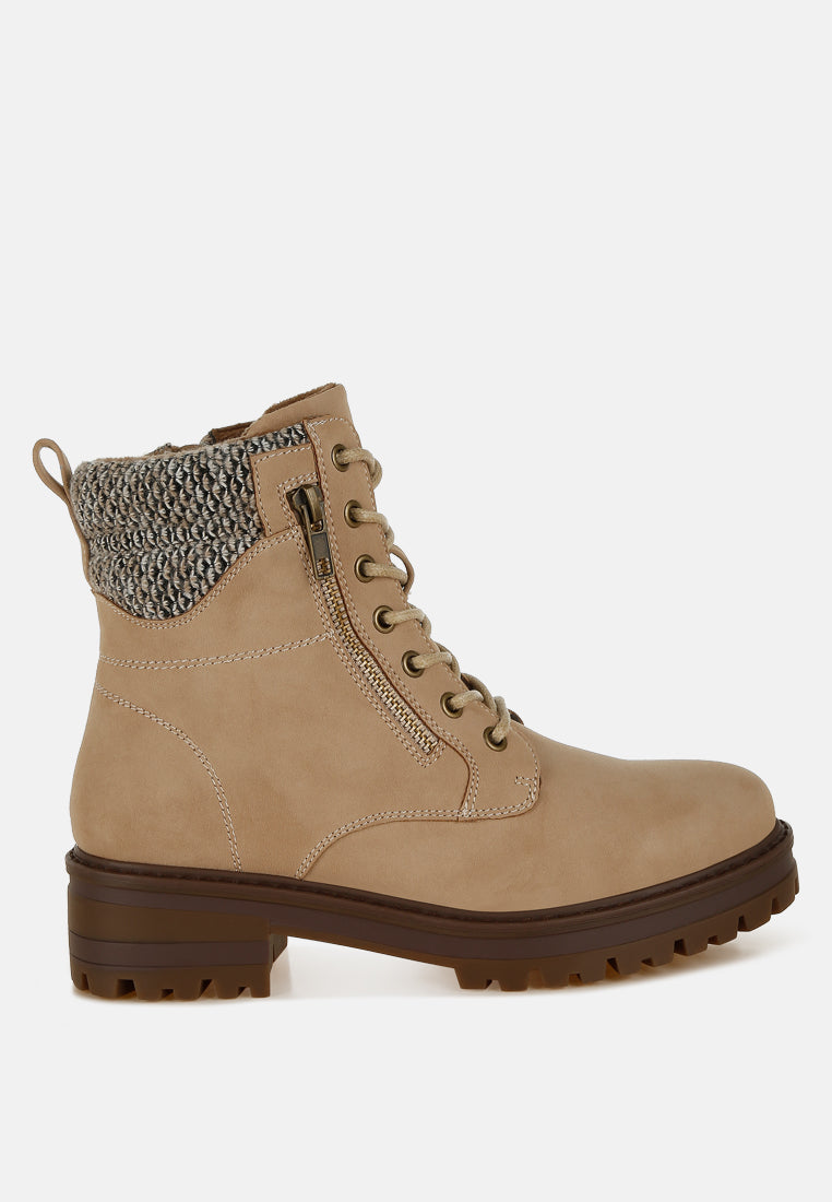 Mahisha Knitted Collar Zip-Up Hiker Boots-5