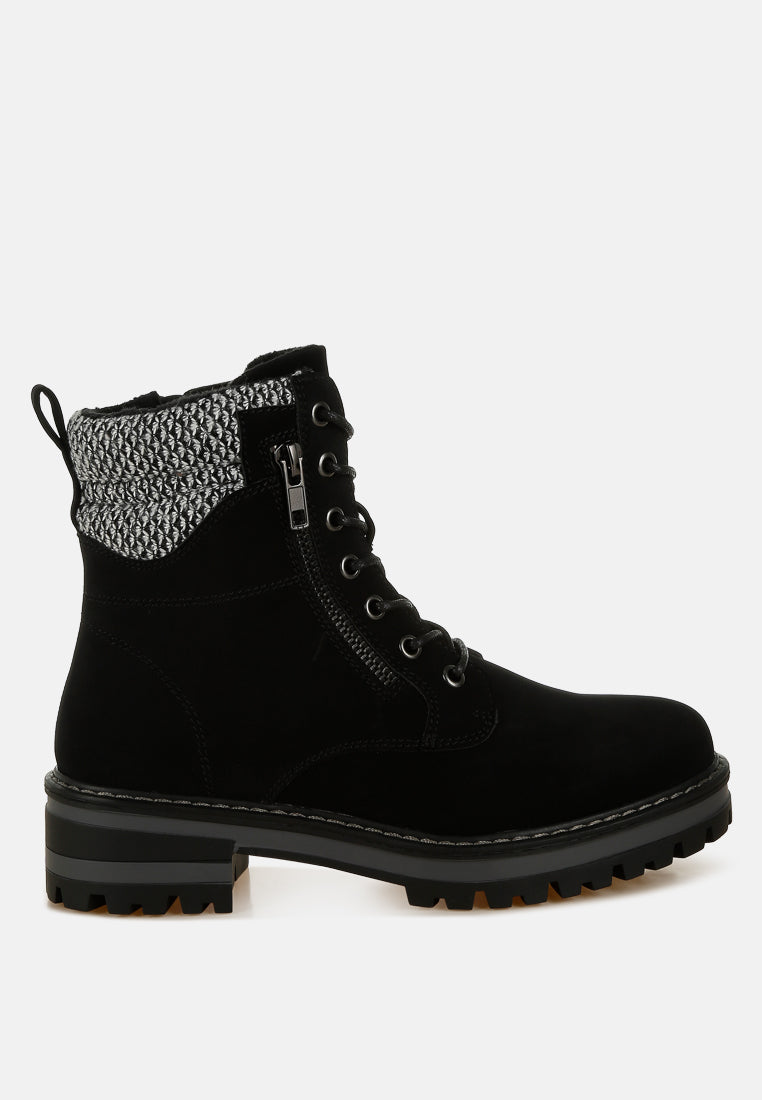 Mahisha Knitted Collar Zip-Up Hiker Boots-2