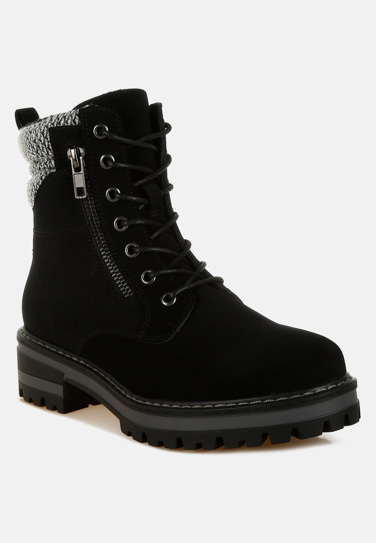 Mahisha Knitted Collar Zip-Up Hiker Boots-3