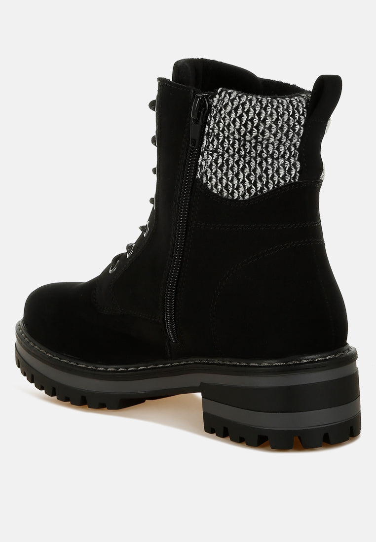 Mahisha Knitted Collar Zip-Up Hiker Boots-4