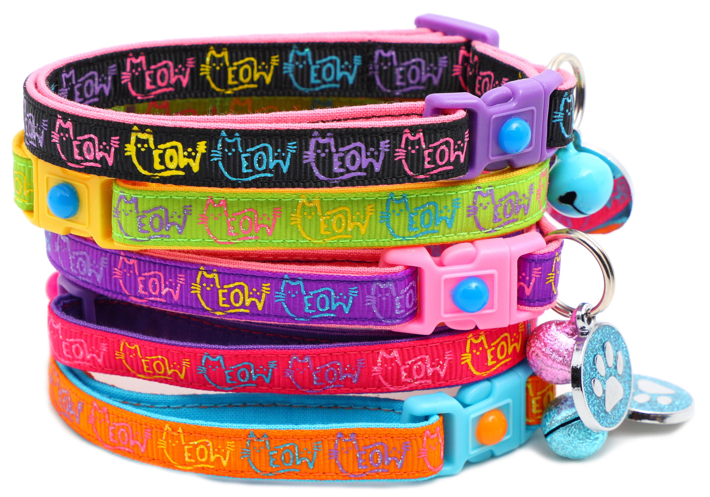 Colorful Meow Breakaway Cat Collar-0