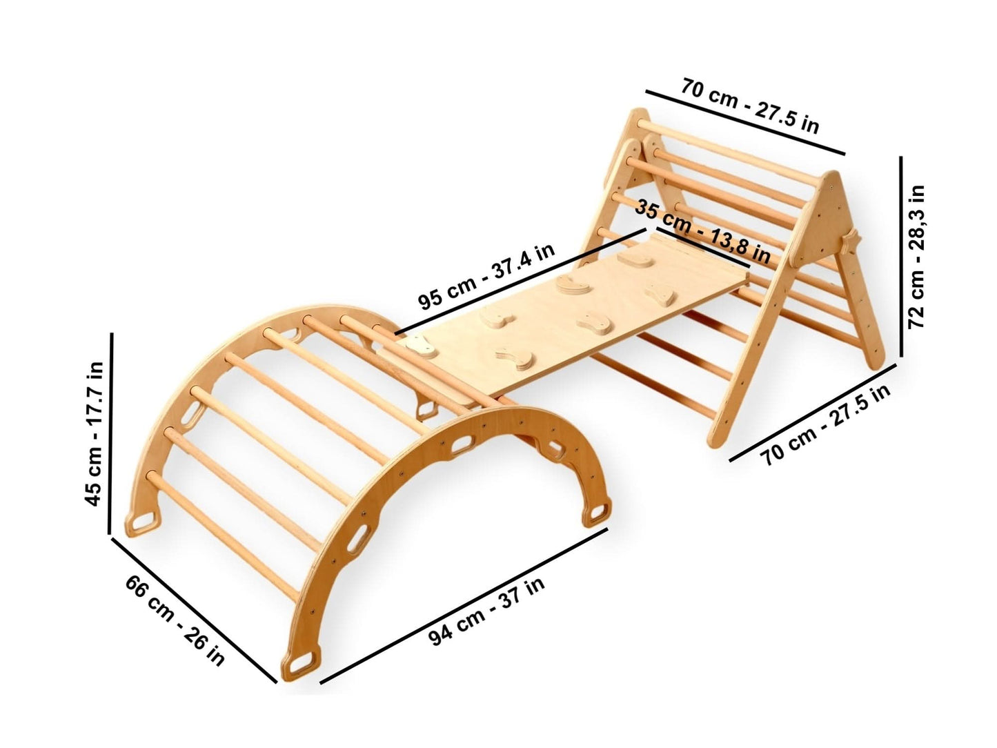 Montessori Indoor Playground | Pikler Triangle & Climbing Arch & 2in1 Ramp & Pillow-2
