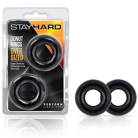 Stay Hard Donut Rings Oversized Cockring 2-Pack Black-0