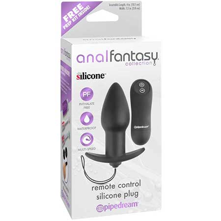 Anal Fantasy Collection Vibrating Remote Control Silicone Plug Black-0