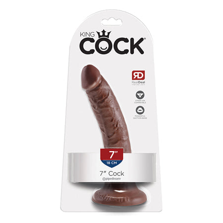 King Cock 7 in. Cock Realistic Dildo With Suction Cup Brown-0