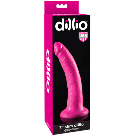 Dillio 7 in. Slim Realistic Dildo With Suction Cup Pink-0