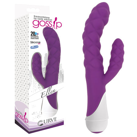 Curve Toys Gossip Ellen Waterproof Textured Silicone Flexible Dual Stimulation Vibrator Violet-0