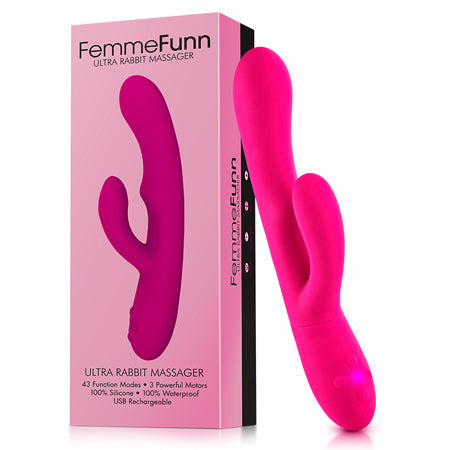 FemmeFunn Ultra Rabbit Rechargeable Silicone Dual Stimulation Vibrator Pink-0