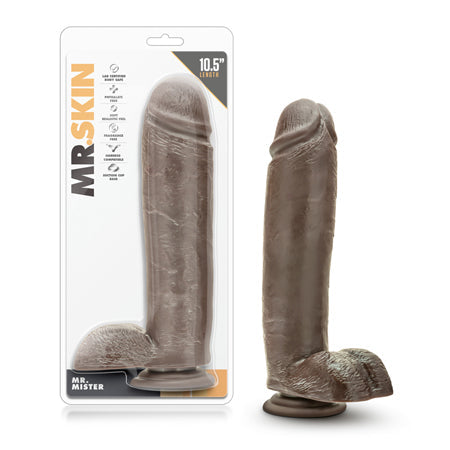 Dr. Skin Mr. Mister Realistic 10.5 in. Dildo with Balls Brown-0