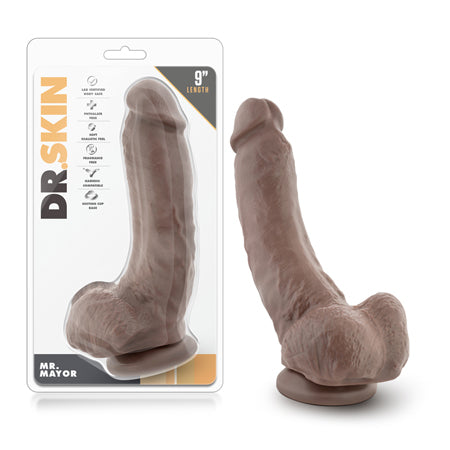 Dr. Skin Mr. Mayor Realistic 9 in. Dildo with Balls Brown-0