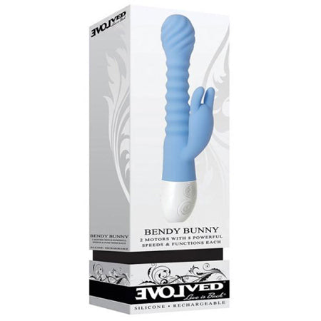 Evolved Bendy Bunny Rechargeable Poseable Silicone Rabbit Vibrator Blue-0