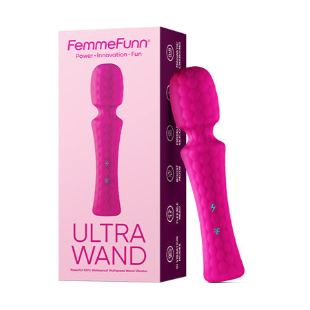 FemmeFunn Ultra Wand Rechargeable Flexible Textured Silicone Vibrator Pink-0