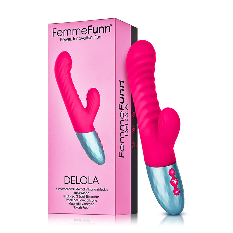 FemmeFunn Delola Rechargeable Silicone Dual Stimulation G-Spot Vibrator Pink-0