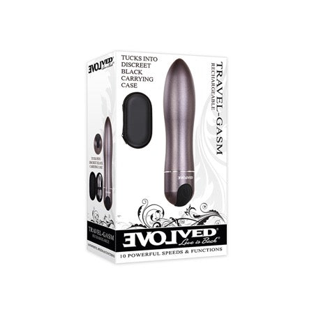 Evolved Travel-Gasm Rechargeable Metal Bullet Vibrator With Carrying Case Gunmetal-0