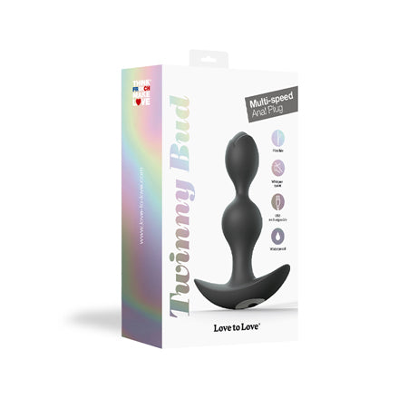 Love to Love Twinny Bud Rechargeable Silicone Multi-Speed Vibrating Anal Plug Black-0