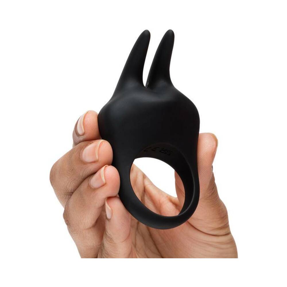 Fifty Shades of Grey Sensation Rechargeable Silicone Vibrating Rabbit Love Ring Black-0