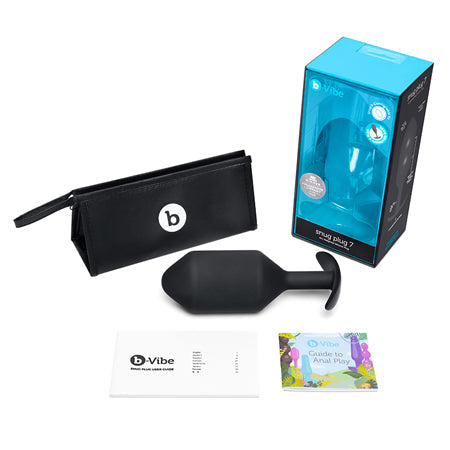 b-Vibe Snug Plug 7 Weighted Silicone Anal Plug Black-0