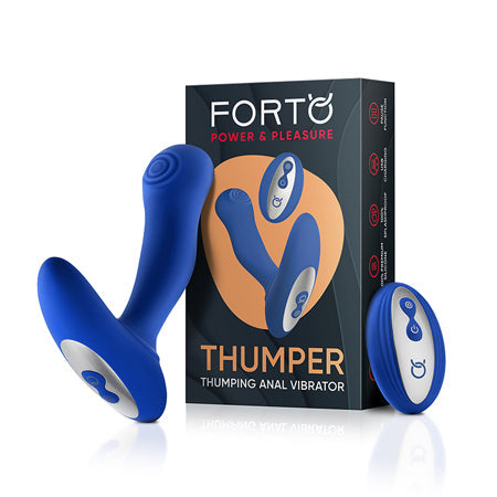Forto Thumper Rechargeable Remote-Controlled Silicone Thumping Anal Vibrator Blue-0