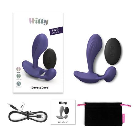 Love to Love Witty Rechargeable Remote-Controlled Silicone P & G Vibrator Midnight Indigo-0