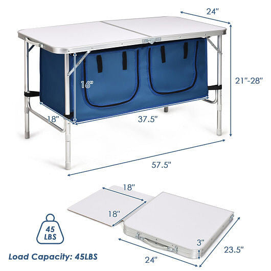 Height Adjustable Folding Camping Table-Gray-5