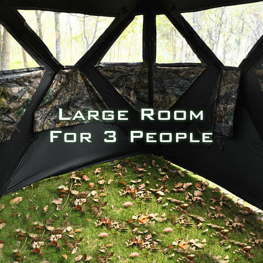 3 Person Portable Pop-Up Ground Hunting Blind with Tie-downs-4