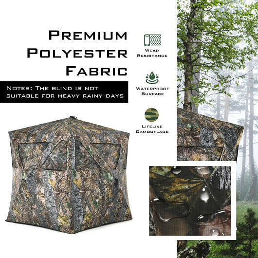 3 Person Portable Pop-Up Ground Hunting Blind with Tie-downs-3