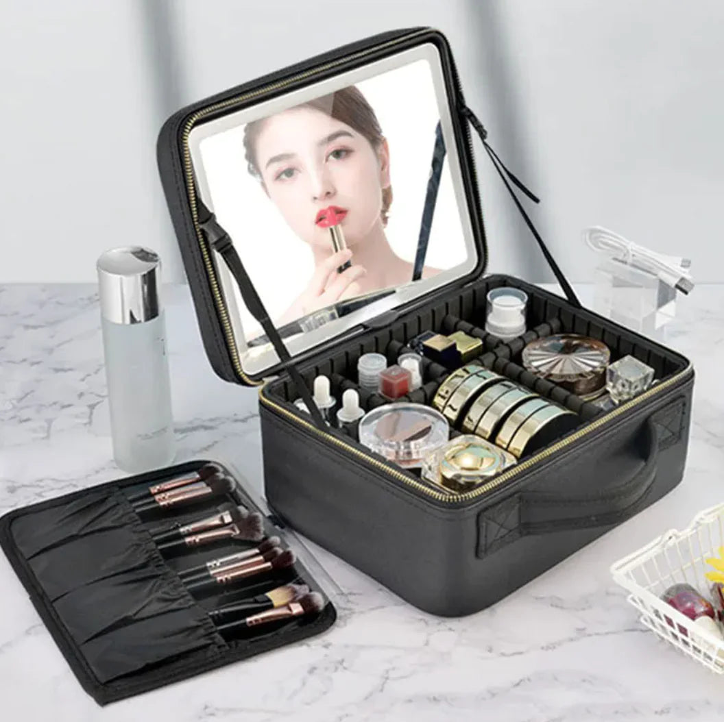 Deluxe PU Leather Cosmetic Travel Case