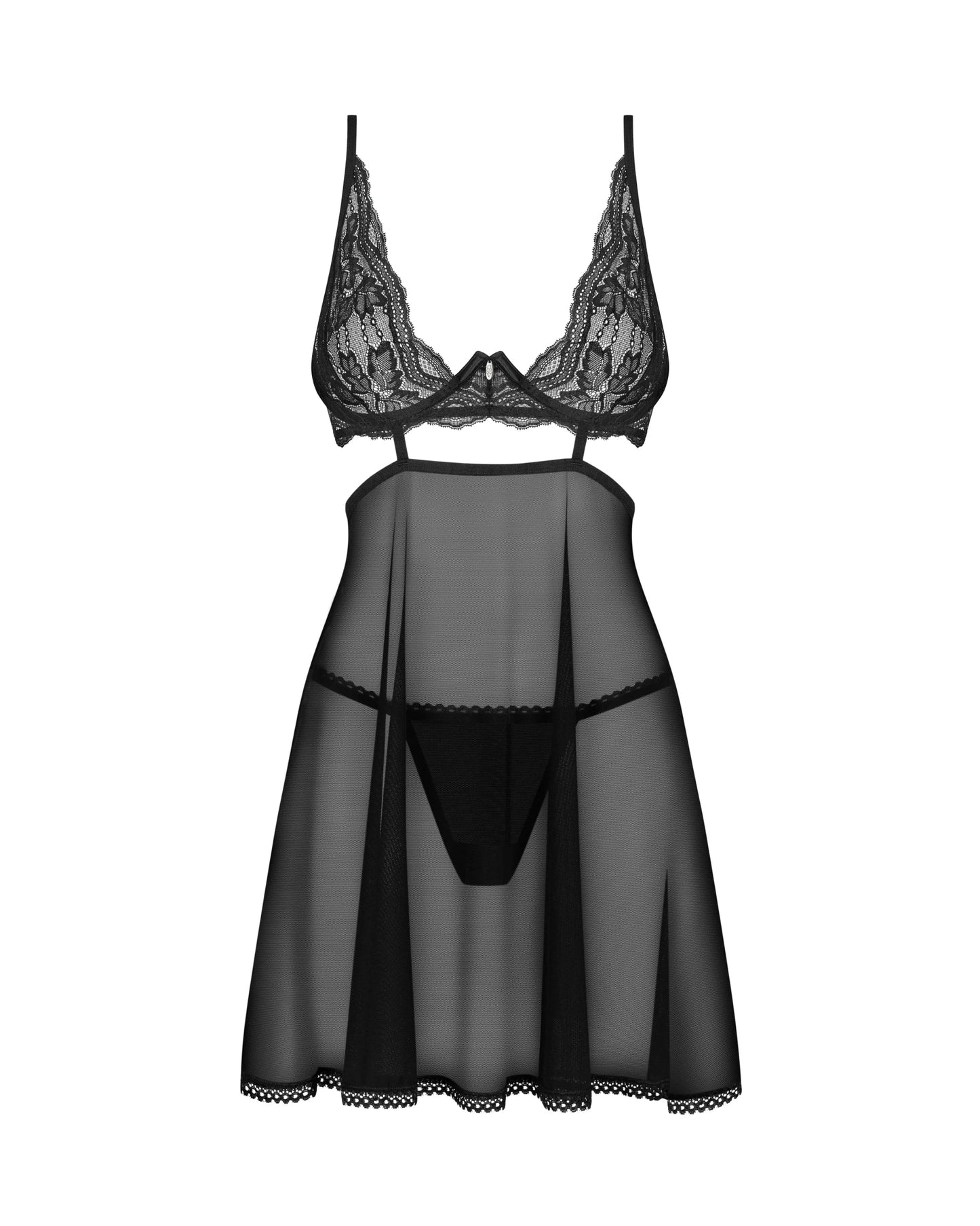 Sheer Lace Babydoll Skirt & String Panty Set Obsessive Nutris-2