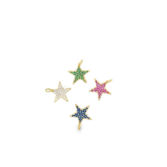 18K Gold Filled Star Pendant with Micro Pave Cubic Zirconia CZ Stone-0
