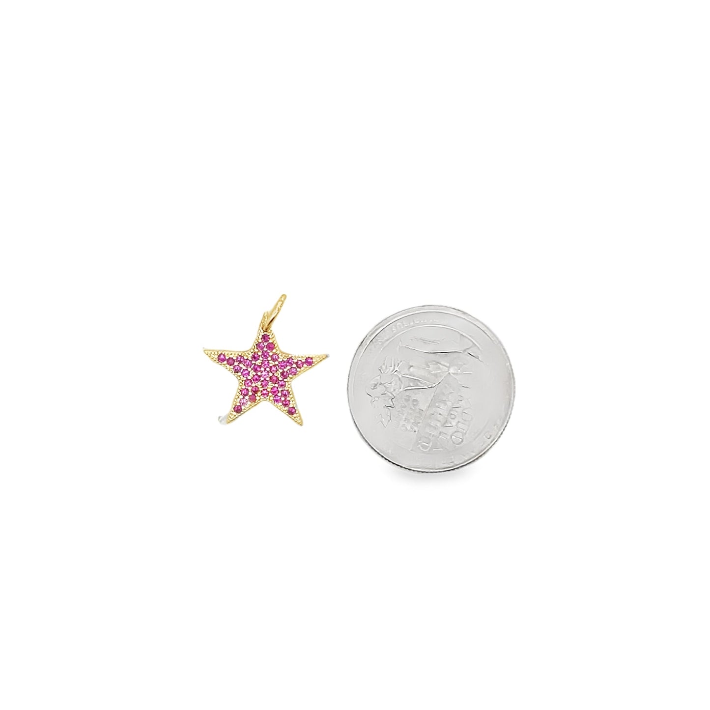 18K Gold Filled Star Pendant with Micro Pave Cubic Zirconia CZ Stone-1