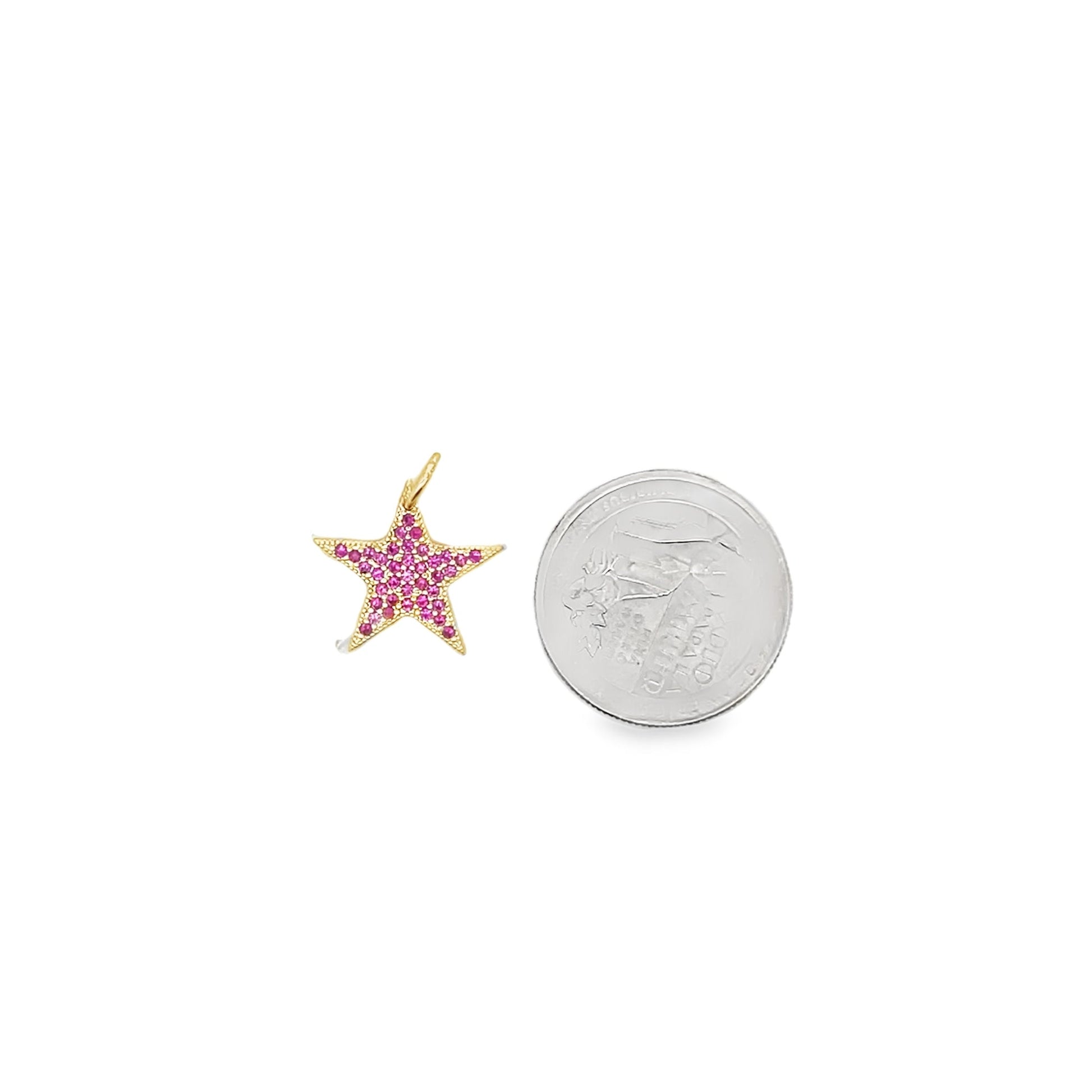 18K Gold Filled Star Pendant with Micro Pave Cubic Zirconia CZ Stone-1