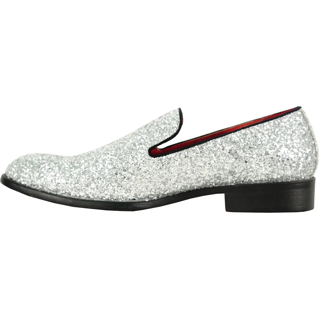 BRAVO Men Dress Shoe PROM-8 Loafer Shoe for Prom & Wedding Silver-4