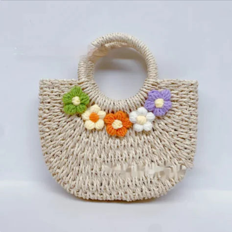 Floral Straw Woven Handbag