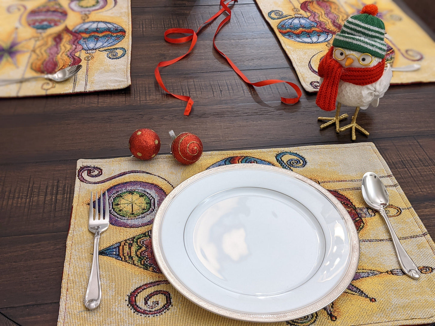 DaDa Bedding Set of 4-Pieces Starry Bohemian Lantern Ornaments Christmas Tapestry Placemats 13” x 19” (14916)-4